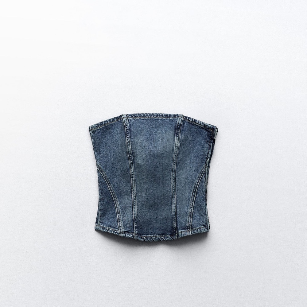 Zara corset style denim top